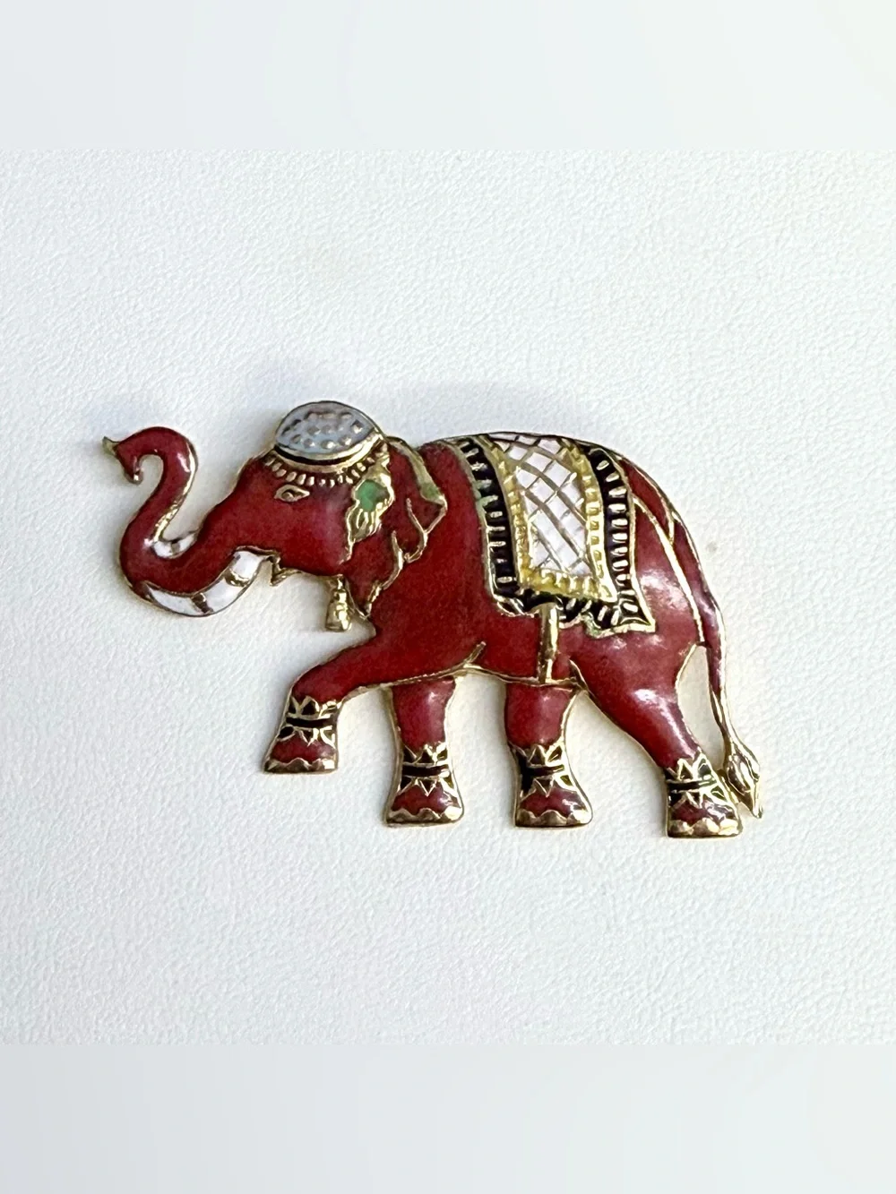 Vintage Enamel Elephant Brooch